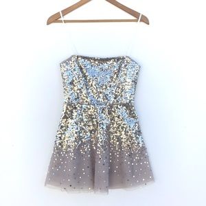 BCBGMaxazria ❤️ Gold Sequin Strapless Dress or top